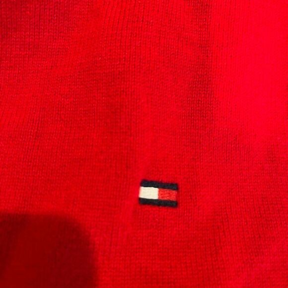 Tommy Hilfiger Men's 100% Cotton V-Neck Sweater Red Size Large - Picture 6 of 11